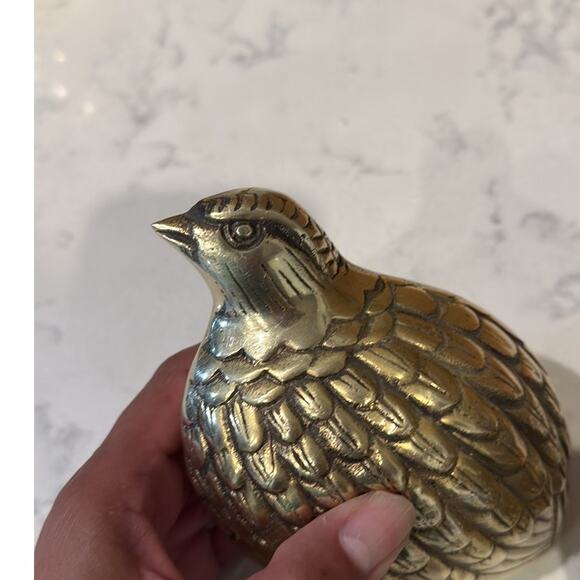 Vintage Brass Quails, Mid Century Tabletop Decor, Traditional Brass Accents - Picture 6 of 9